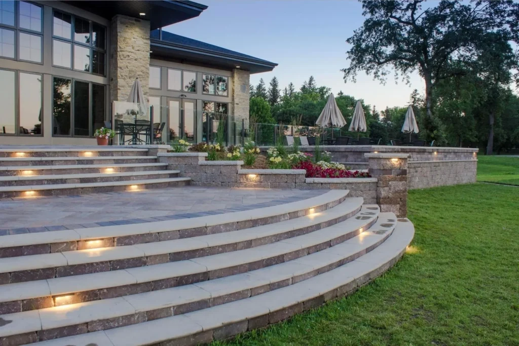 Finished paver patio demonstrating clear border framing and edge definition