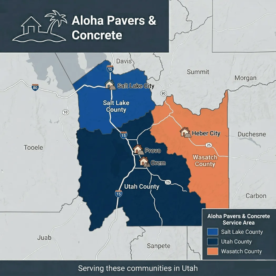 Map of Aloha Pavers & Concrete service areas in Utah